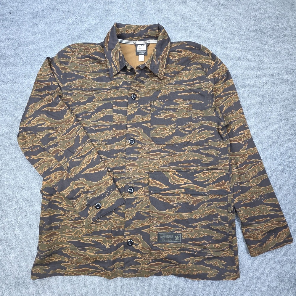 Adidas Skateboarding Shacket Men's Large Camo Canvas Button Up Canvas Chore
